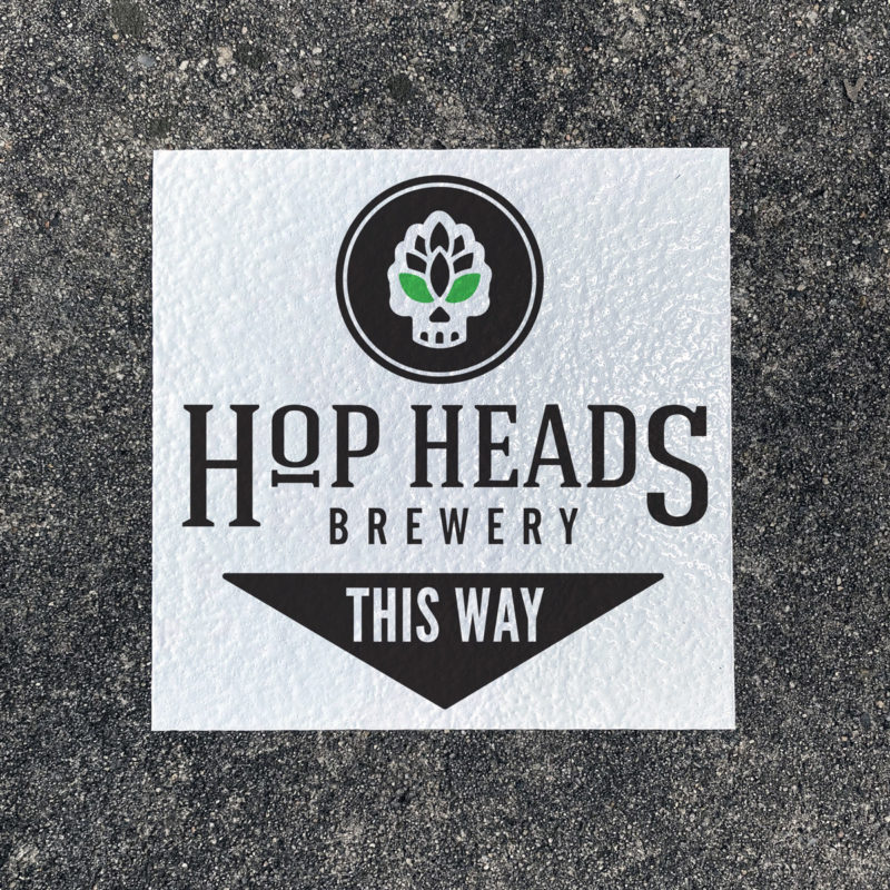 Hop Heads Brewery -Outdoor Floor Decal on Asphalt