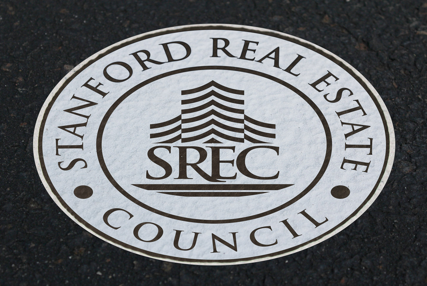 Stanford Real Estate Council Floor Decal on Asphalt