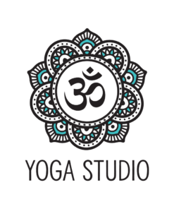 Option 1: Mandela-style yoga logo with om symbol, white background variation