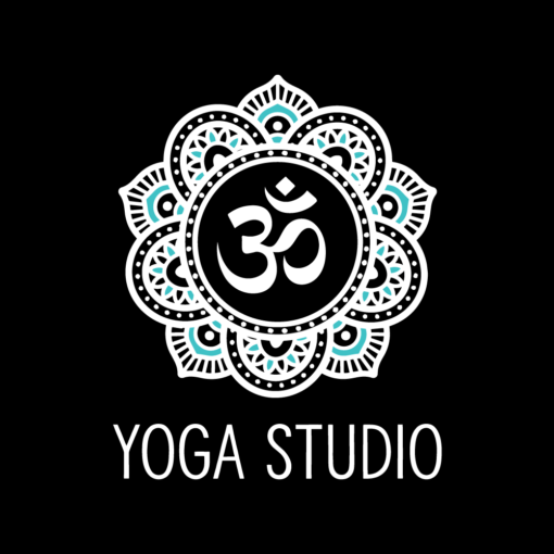 Option 1: Mandela-style yoga logo with om symbol, dark background variation