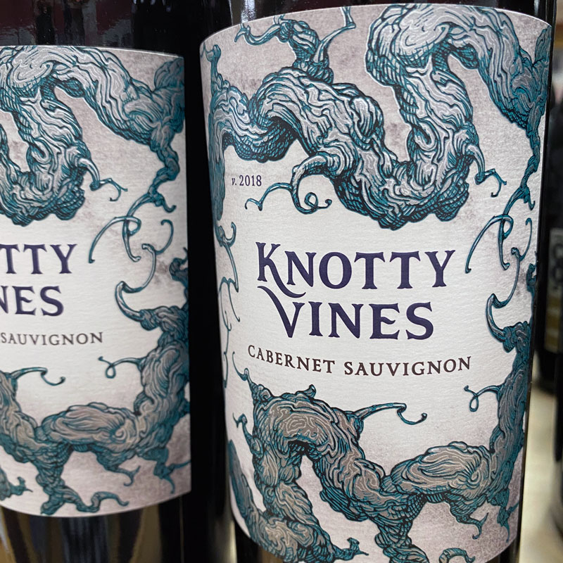 "Knotty Vines" wine label